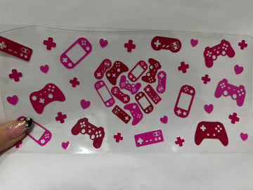 3745 - Pink gamer control UV-DTF 16oz Cup Wrap