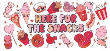 1631 - Here for the snacks Holographic UV-DTF 16oz Cup Wrap
