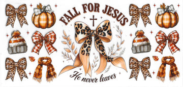 1733 - Fall for Jesus he never leaves UV-DTF 16oz Cup Wrap