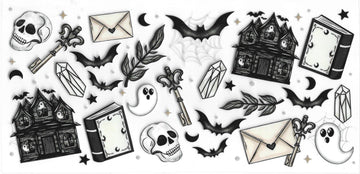1735 - Haunted house UV-DTF 16oz Cup Wrap