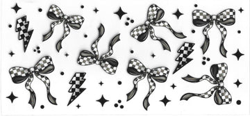 1738 - Checkered bows UV-DTF 16oz Cup Wrap