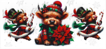 1717 - Christmas highland cow UV-DTF 16oz Cup Wrap