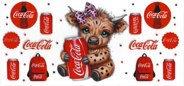 1762 - Cocoa-Cola highland cow UV-DTF 16oz Cup Wrap