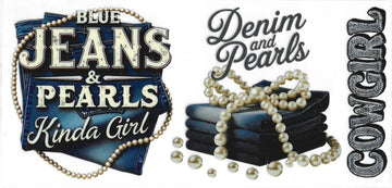 513 - Blue Jeans & Pearls Kinda Girl UV-DTF 16oz Cup Wrap