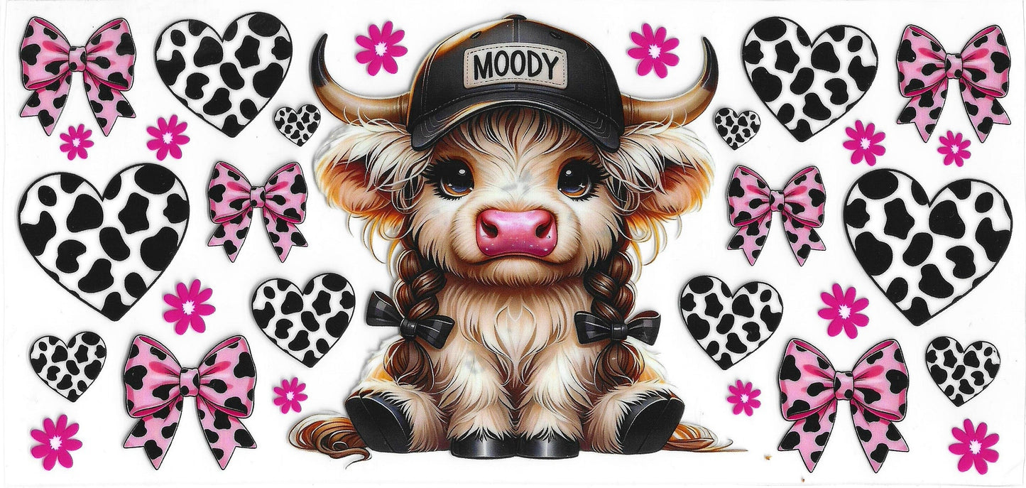 611 - Moody highland cow UV-DTF 16oz Cup Wrap