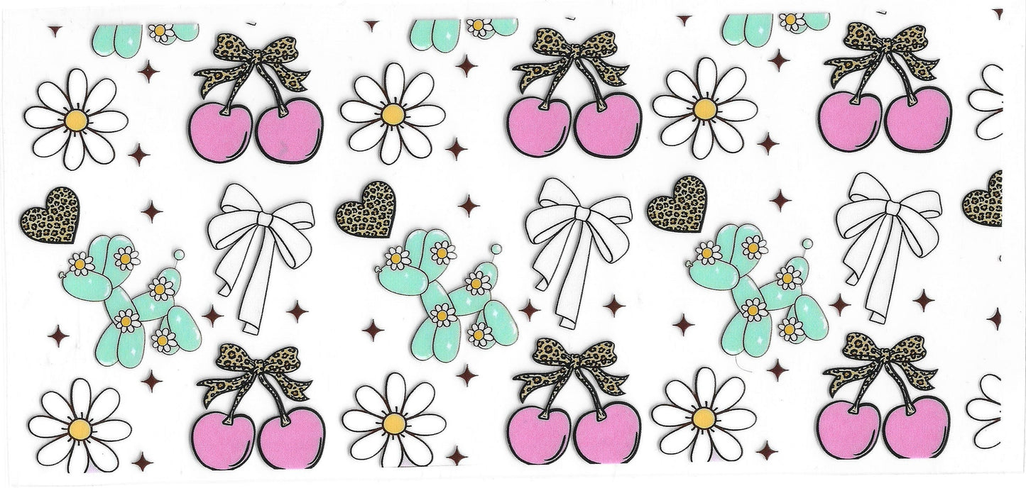 580 - Balloon dog & cherries UV-DTF 16oz Cup Wrap