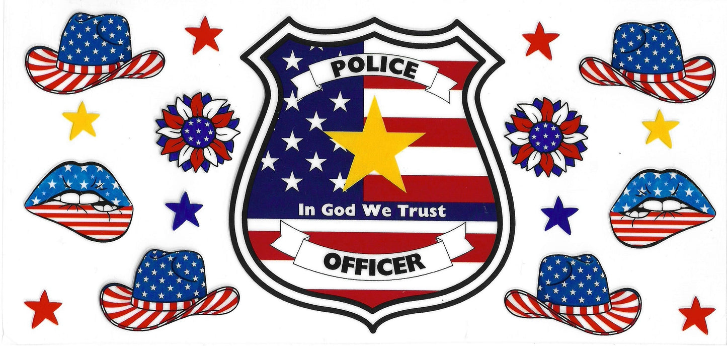 617 - Police Officer UV-DTF 16oz Cup Wrap