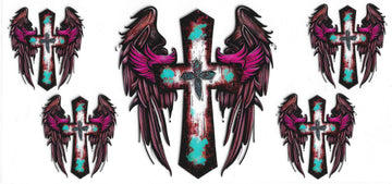 569 - Cross with wings UV-DTF 16oz Cup Wrap