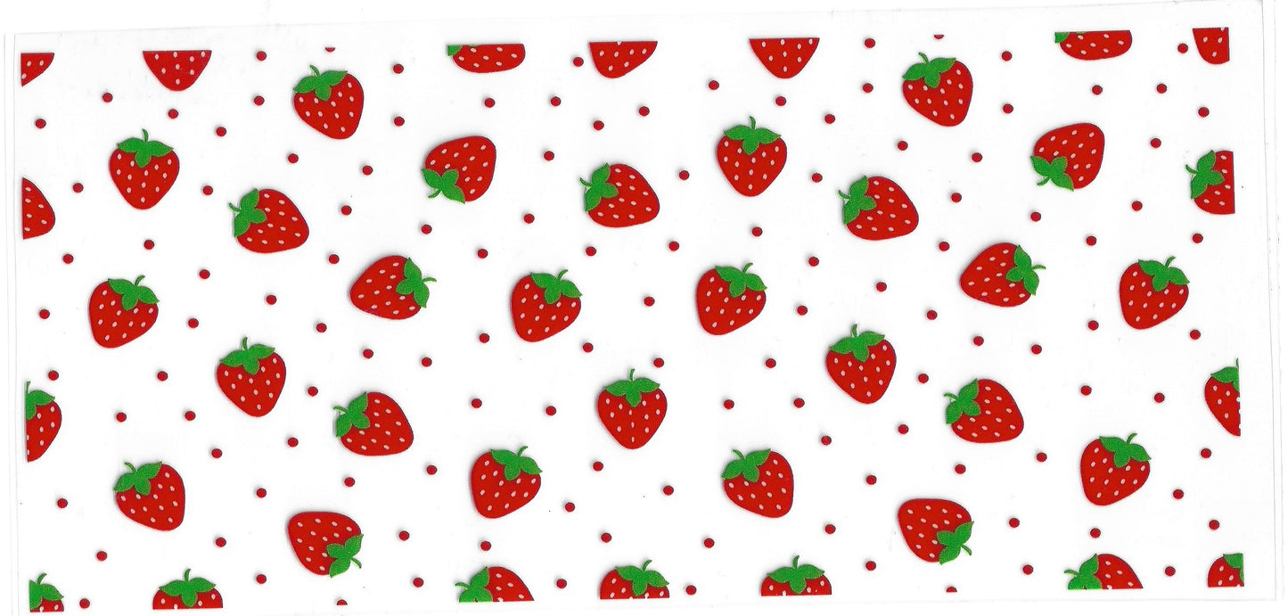 533 - Strawberries UV-DTF 16oz Cup Wrap