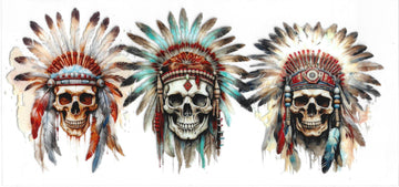 528 - Indian Skull UV-DTF 16oz Cup Wrap
