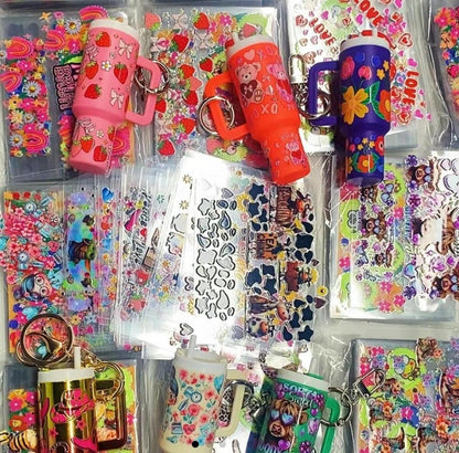 Mini Stanley Keychain Wrap Set: UV DTF Mystery Designs