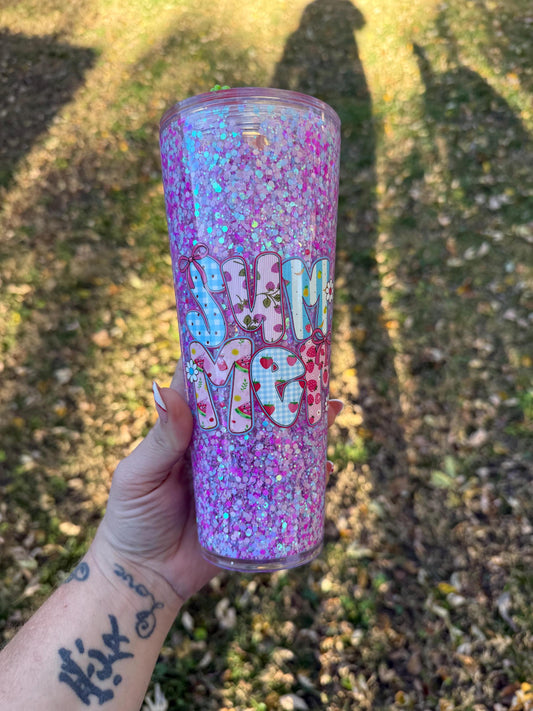 Summer Snowglobe Acrylic Tumbler: Glitter Personalized Cup
