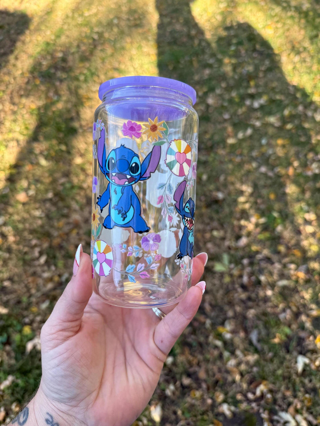 Stitch 16oz Glass Can Cup, Cute Cup, Disney Stitch Can Glass, Novelty Drinkware, Gift For Stitch Fans, BPA-Free