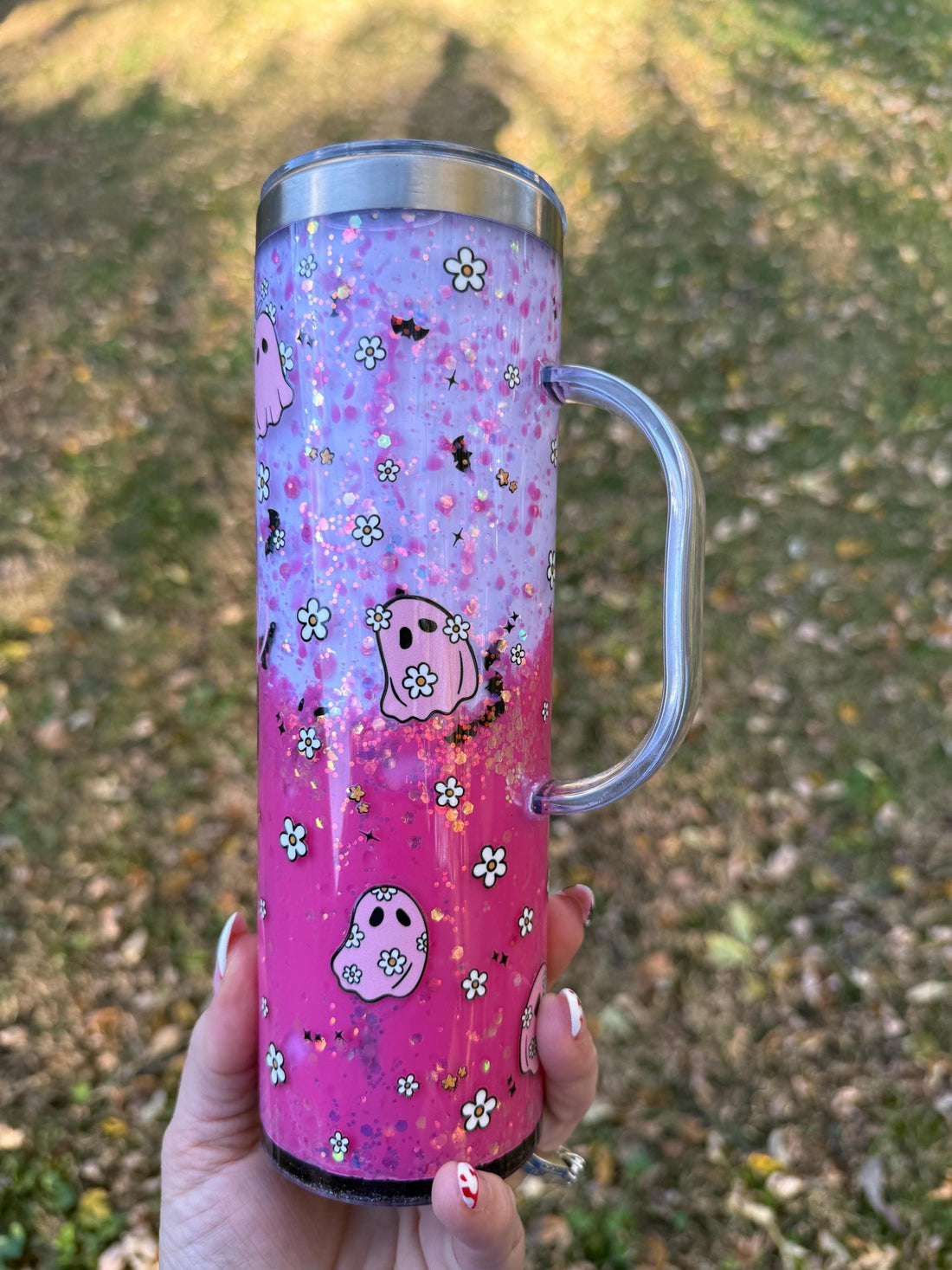 Pink Ghost Halloween Tumbler, Spooky Season 20oz Stainless Steel