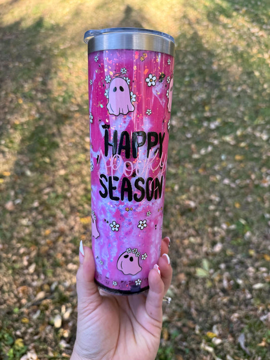 Pink Ghost Halloween Tumbler, Spooky Season 20oz Stainless Steel
