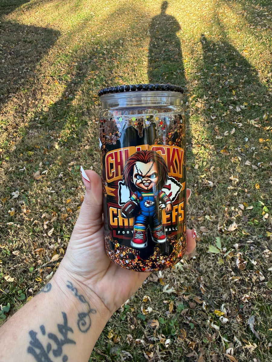 Chucky Chiefs Snow Globe Cup: Handmade NFL Kansas City Chiefs Collectible