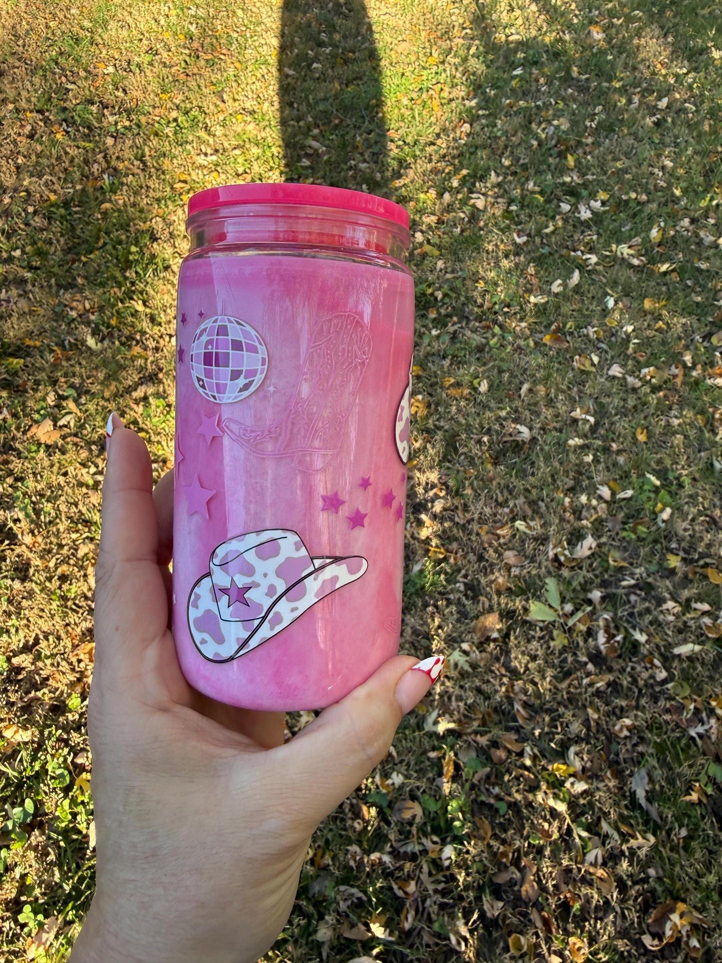 Tie-Dye Snow Globe Tumbler: 16oz Acrylic Cup with Lid & Straw - Discounted