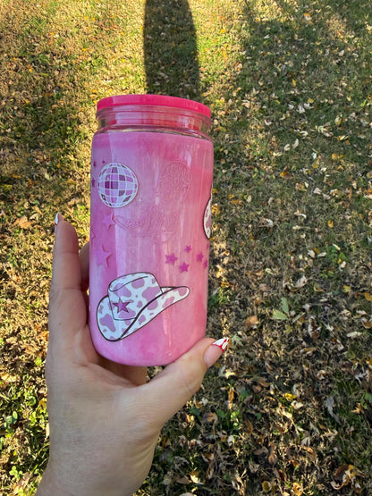 Tie-Dye Snow Globe Tumbler: 16oz Acrylic Cup with Lid & Straw - Discounted