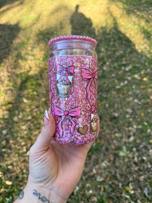 Snow Globe Iced Coffee Tumbler: Handmade 16oz Drinkware