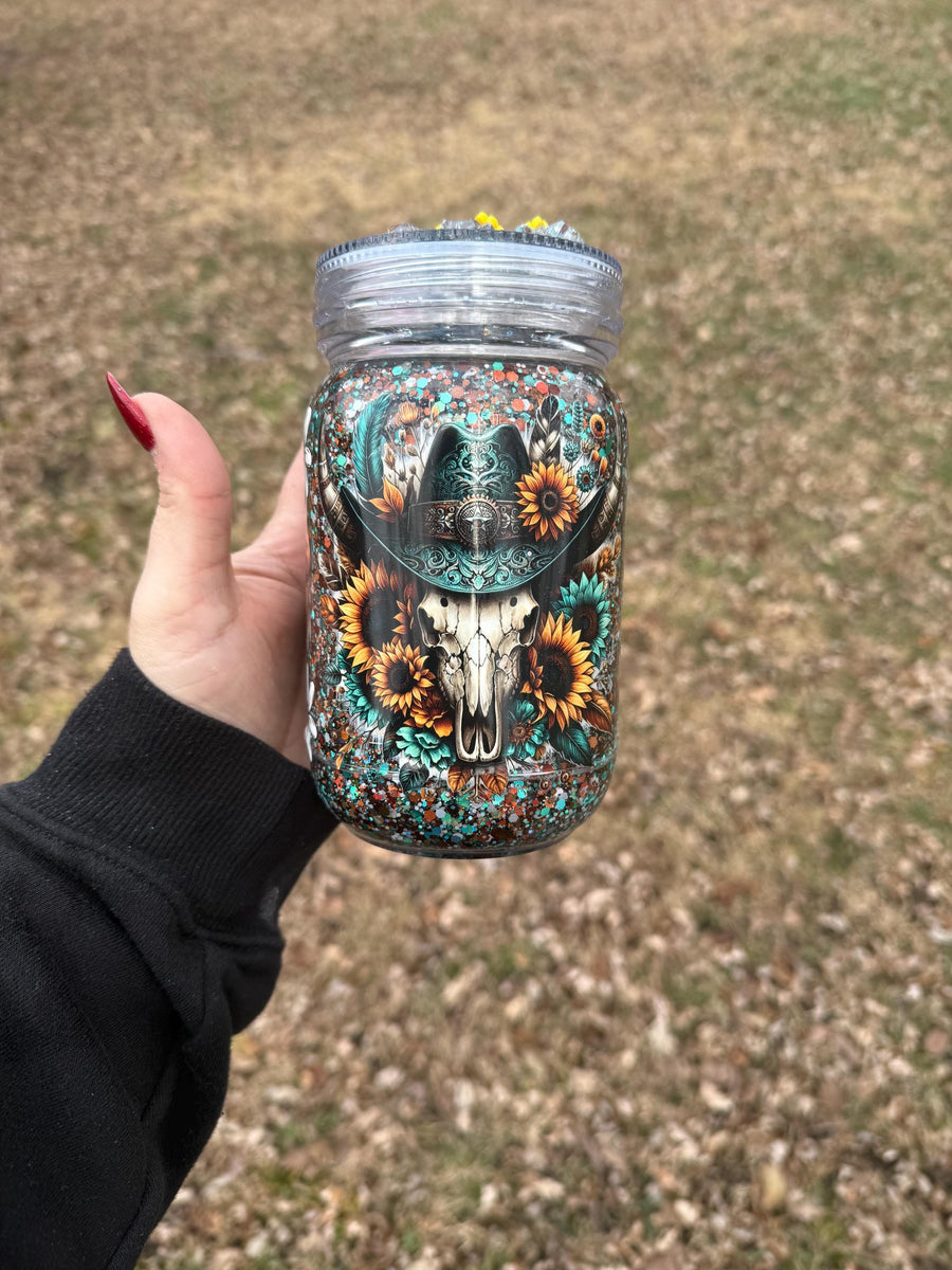 Western Mason Jar SnowGlobe Cup