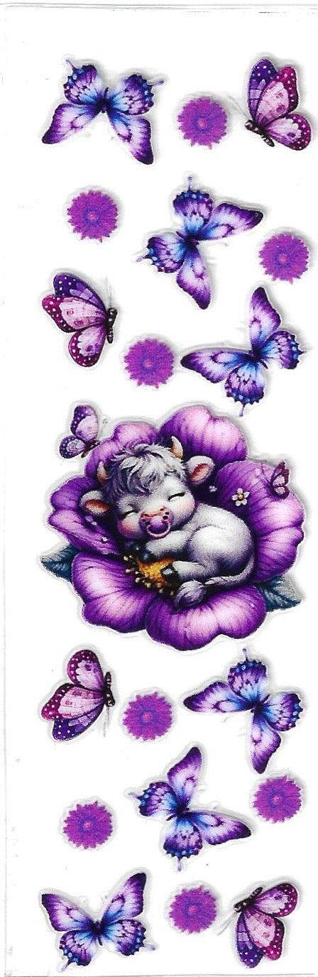 Purple rose cow P14 - Uvdtf pen wrap